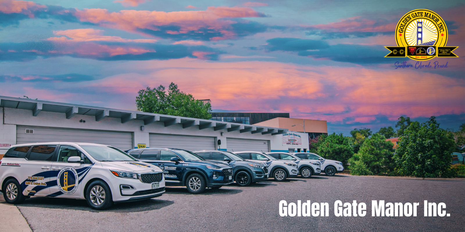 Golden Gate Manor Inc NEMT transportation vehicles lined up